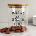  Personalised Pet Treat Glass Jar with Bamboo Lid 