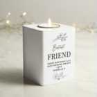 Personalised Floral White Wooden Tealight Holder