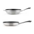 Non-Stick Tri Ply Stainless Steel Fry Pan and Wok 2 Piece Set