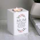 Personalised Abstract Rose White Wooden Tealight Holder