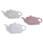 Single Embossed Heart Ceramic Teabag Tidy in Assorted styles