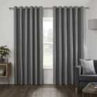 Divante Hoxton Grey Blackout Eyelet Curtains 168 x 229cm