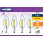 Status 4 Pack SES LED 470 Lumens Candle Light Bulb