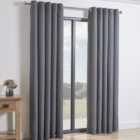 My Home Taylor Charcoal Blackout Eyelet Curtains 168 x 183cm
