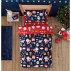 Santa and Friends Duvet Cover and Pillowcase Set - Navy