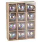 Set of Twelve Clear Iridescent Glass Baubles - Clear