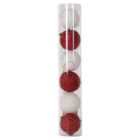 Candy Cane Lane Red and White Glitter Baubles 6 Pack
