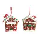 Single Candy Cane Lane Hanging Gingerbread House Christmas Decoration in Assorted Styles