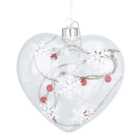 Snowflake And Berries Heart LED Bauble - Clear