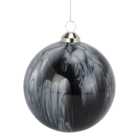 Marble Effect Glass Bauble - Black