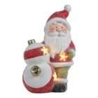 Candy Cane Wishes Santa with Baubles LED Christmas Ornament