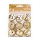 9 Silver or Gold Glitter Bells