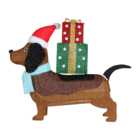 Winter Wonderland Christmas LED Sausage Dog with Presents Ornament