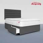 Airsprung King Size Pocket 1500 Memory Pillowtop Mattress With 2 Drawer Charcoal Divan