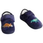 M&S Kids Dino Riptape Slippers, Size 6-12, Navy
