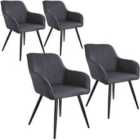 4 Accent Chairs Marylin - Dark Grey And Black