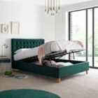 Bedmaster Kingham Green Velvet Ottoman Bed Double
