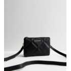 Black Quilted Triple Stitch Cross Body Bag