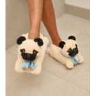 Loungeable Cream Faux Fur Pug Slippers