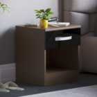 Vida Designs Hulio Single Drawer Walnut and Black Bedside Cabinet