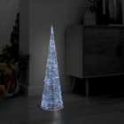 Berkfield Acrylic Decorative Pyramid LED Light Cone Cold White 90 cm