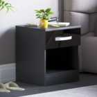 Vida Designs Hulio Single Drawer Black Bedside Cabinet