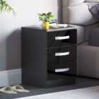 Vida Designs Hulio 3 Drawer Black Bedside Cabinet