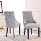 Neo Set of 2 Grey Studded Velvet Dining Chairs