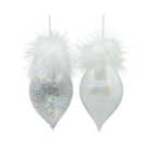 Sugar Wonderland White Feather Topped Droplet Decoration Ornament