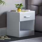 Vida Designs Hulio Single Drawer White Bedside Cabinet