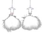 Hanging Feather Dress Ornament - White