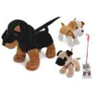 Single Dog on a Lead Soft Toy in Assorted styles