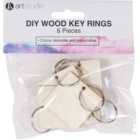 Pack of Six Art Studio DIY Wood Key Rings - Wood