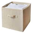 Cream Linen Cube Ottoman Storage Box