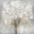Grey Blossoming Tree Hand-Painted Canvas 80 x 80cm
