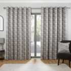 Astoria Grey Abstract Jacquard Eyelet Curtains 183 x 168cm