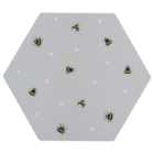 Pack of Four Busy Bees Hexagon Placemats - Grey