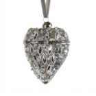 Jewelled Heart Compartment Bauble - Silver