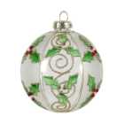 Clear Holly Glass Bauble - Clear