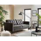 Furniture Box Jaycee 3 Seater Living Room Dark Grey Velvet Sofa