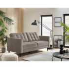 Furniture Box Jaycee 3 Seater Living Room Mink Light Grey Velvet Sofa