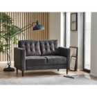 Furniture Box Jaycee 2 Seater Living Room Dark Grey Velvet Sofa