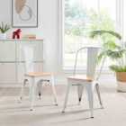 Furniture Box 2x Colton Industrial Tolix Style Dining Chair Wood Seat White