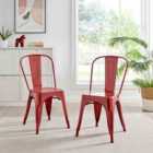 Furniture Box 2x Colton Industrial Tolix Style Dining Chair Red
