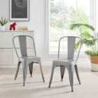 Furniture Box 2x Colton Industrial Tolix Style Dining Chair Grey