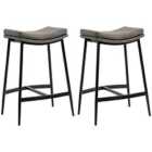 HOMCOM Breakfast Bar Stools Set of 2 Upholstered Barstools with Curved Seat Grey