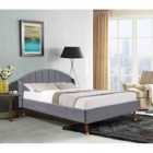 SleepOn Winged Plush Velvet Fabric Bed Frame With Curved Headboard - Grey