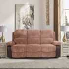 SleepOn Jumbo Cord Fabric Recliner 3 Seat Sofa In Brown