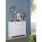 SleepOn Wooden Compact Sideboard Available In White/Oak