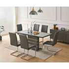 SleepOn 7 Piece Dining Set Extending Table 6 Chairs Grey